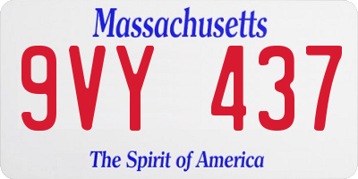MA license plate 9VY437