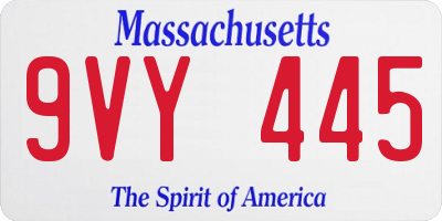 MA license plate 9VY445