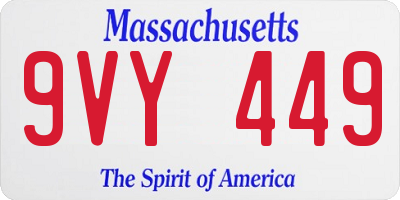 MA license plate 9VY449
