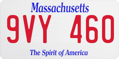 MA license plate 9VY460