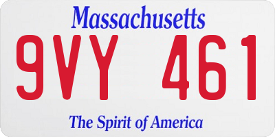 MA license plate 9VY461