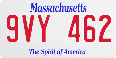 MA license plate 9VY462