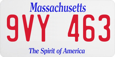 MA license plate 9VY463