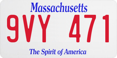 MA license plate 9VY471
