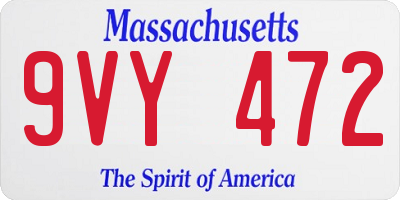 MA license plate 9VY472