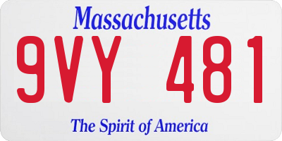 MA license plate 9VY481