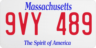 MA license plate 9VY489