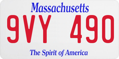 MA license plate 9VY490