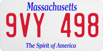 MA license plate 9VY498