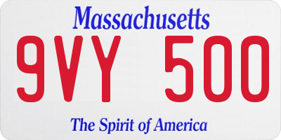 MA license plate 9VY500