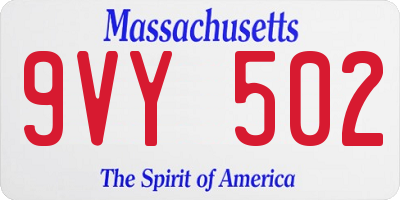 MA license plate 9VY502