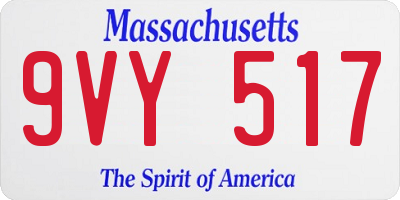 MA license plate 9VY517