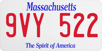 MA license plate 9VY522
