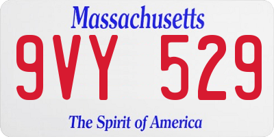 MA license plate 9VY529