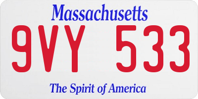 MA license plate 9VY533