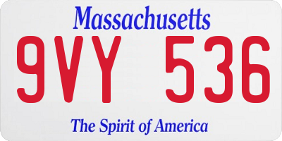 MA license plate 9VY536
