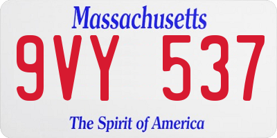 MA license plate 9VY537