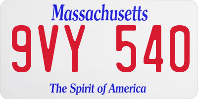 MA license plate 9VY540