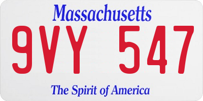 MA license plate 9VY547