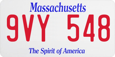 MA license plate 9VY548