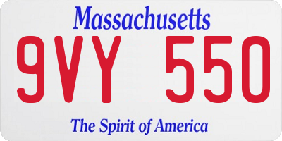 MA license plate 9VY550