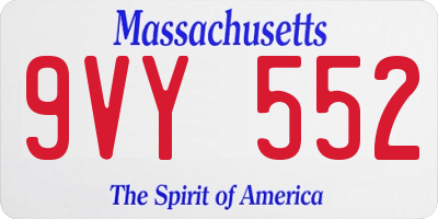 MA license plate 9VY552
