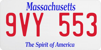 MA license plate 9VY553