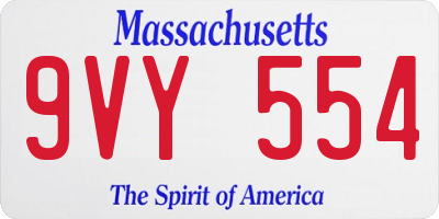 MA license plate 9VY554