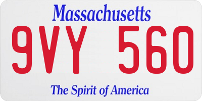 MA license plate 9VY560