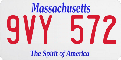 MA license plate 9VY572