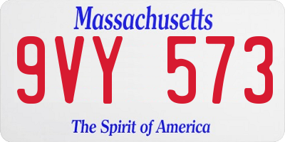 MA license plate 9VY573