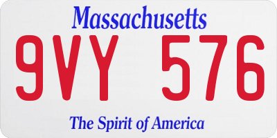 MA license plate 9VY576