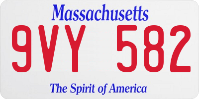 MA license plate 9VY582