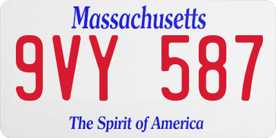MA license plate 9VY587