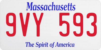 MA license plate 9VY593