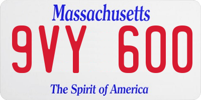 MA license plate 9VY600