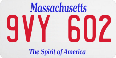 MA license plate 9VY602
