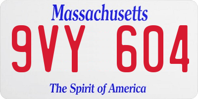 MA license plate 9VY604