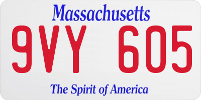 MA license plate 9VY605