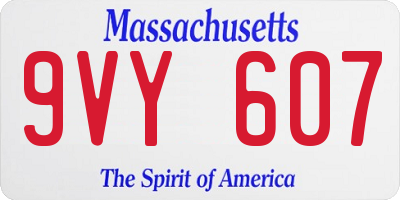 MA license plate 9VY607