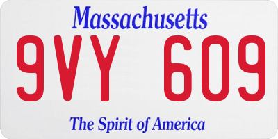 MA license plate 9VY609