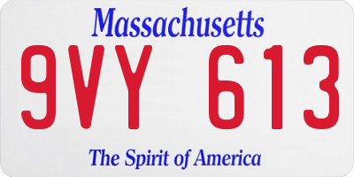 MA license plate 9VY613