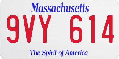 MA license plate 9VY614