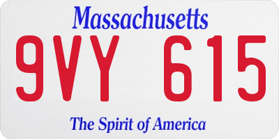 MA license plate 9VY615