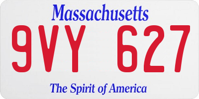 MA license plate 9VY627