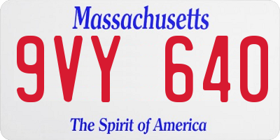 MA license plate 9VY640