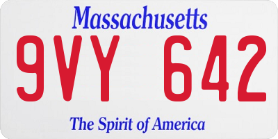 MA license plate 9VY642