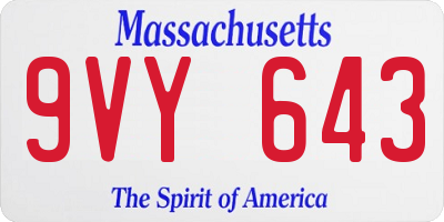 MA license plate 9VY643