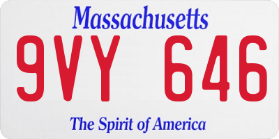 MA license plate 9VY646