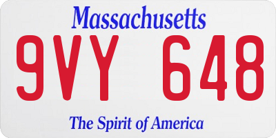 MA license plate 9VY648